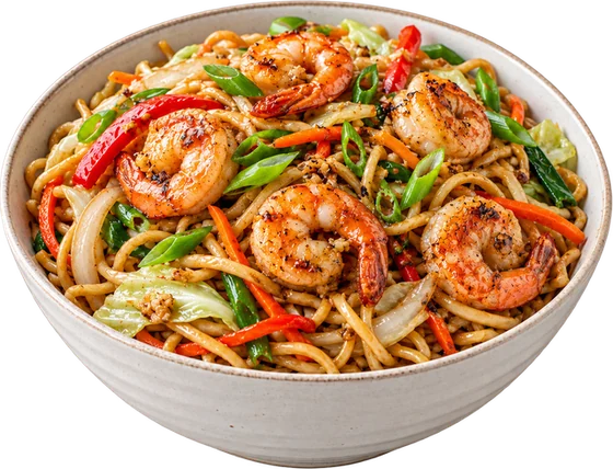 Nouilles sautées aux crevettes